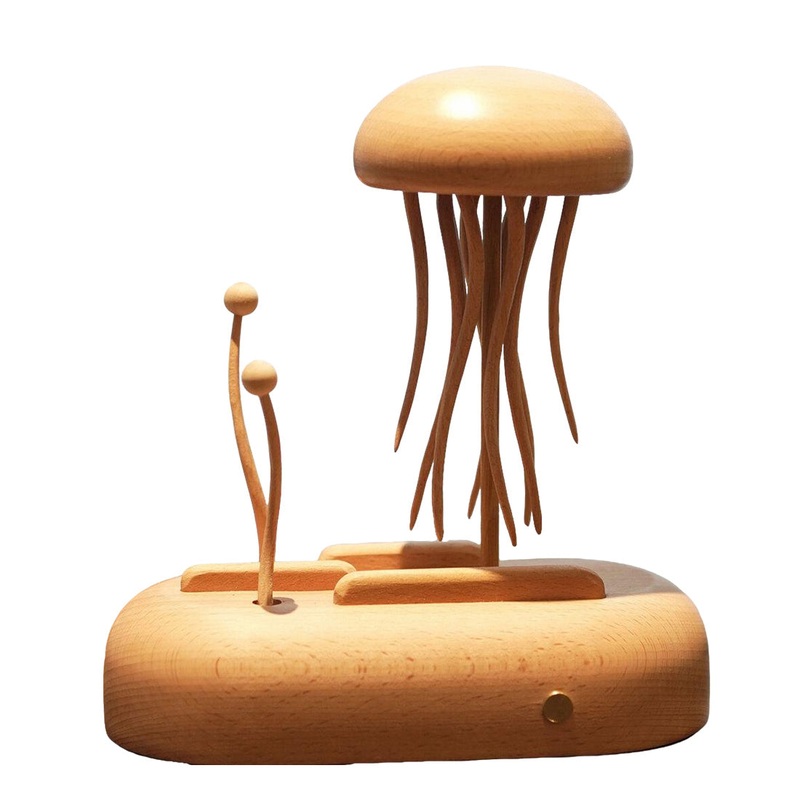 Wooden Jellyfish Bionic Ocean Creature Model Dynamic Desktop Stress Relief Display