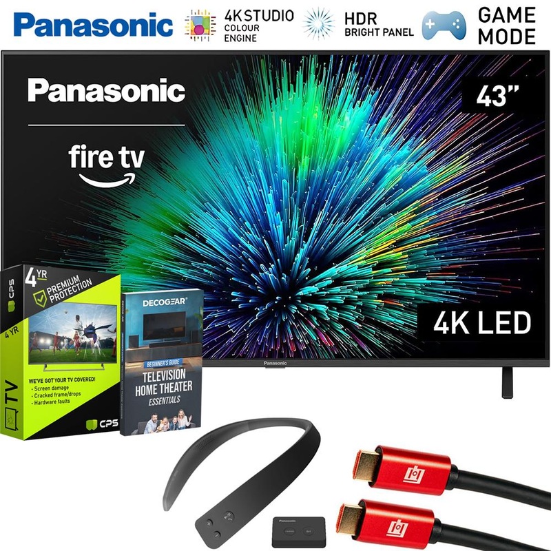 Panasonic W70 Series 43 inch LED 4K UHD Smart Fire TV + WN10 Neck Speaker Bundle