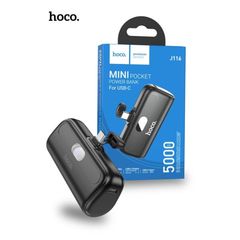 Hoco J116 5000mAh Pocket Power Bank With USB-C Connector White