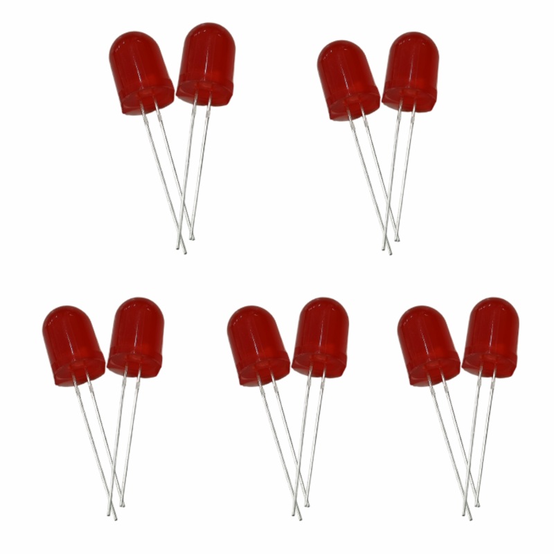 10mm Bright Red LED 10 Pcs Pack
