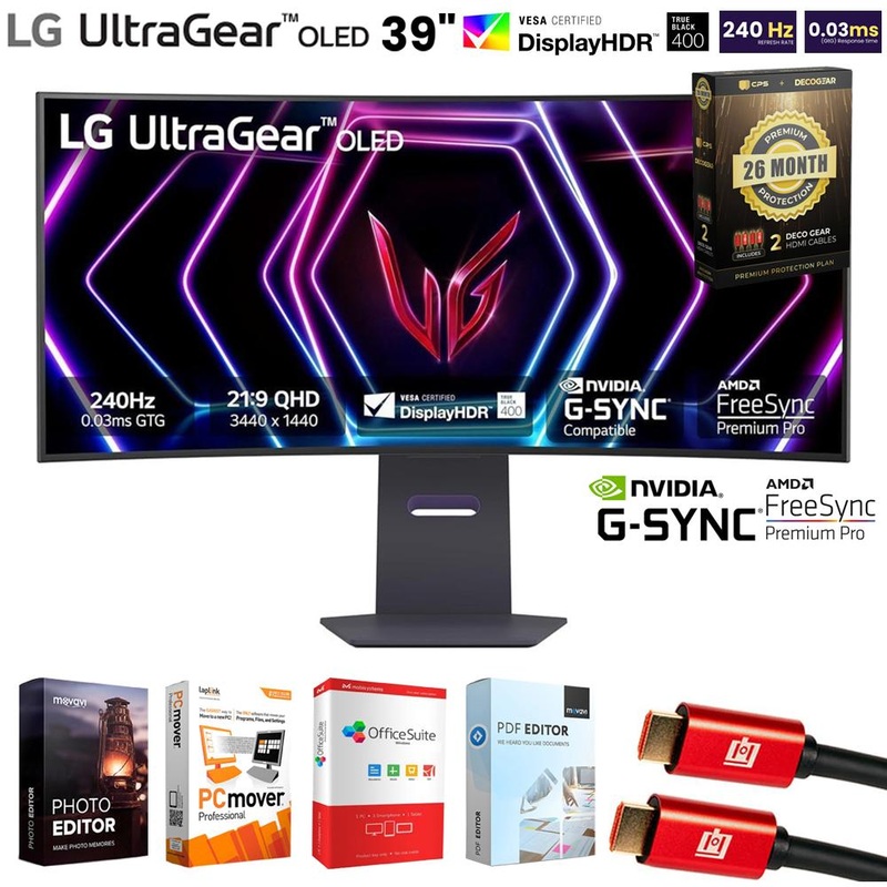LG 39" UltraGear OLED 0.03ms Curved Gaming Monitor + 26 Months Protection Bundle
