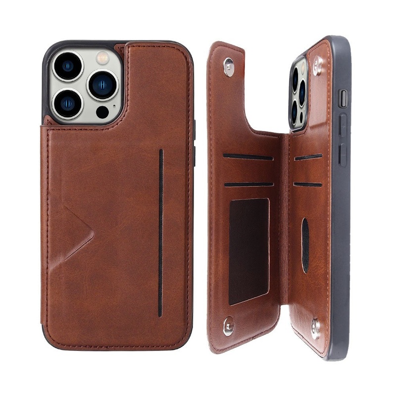 Hanman Back Flip Leather Wallet Shockproof Cover Case Black
