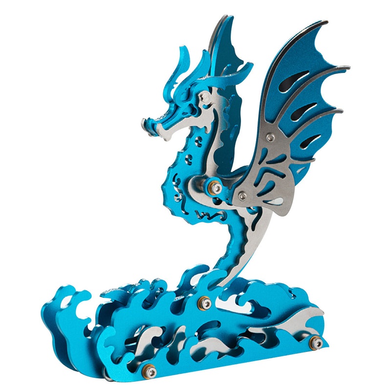 3D Metal Mechanical Seahorse Puzzle Assembly Model Kit Blue
