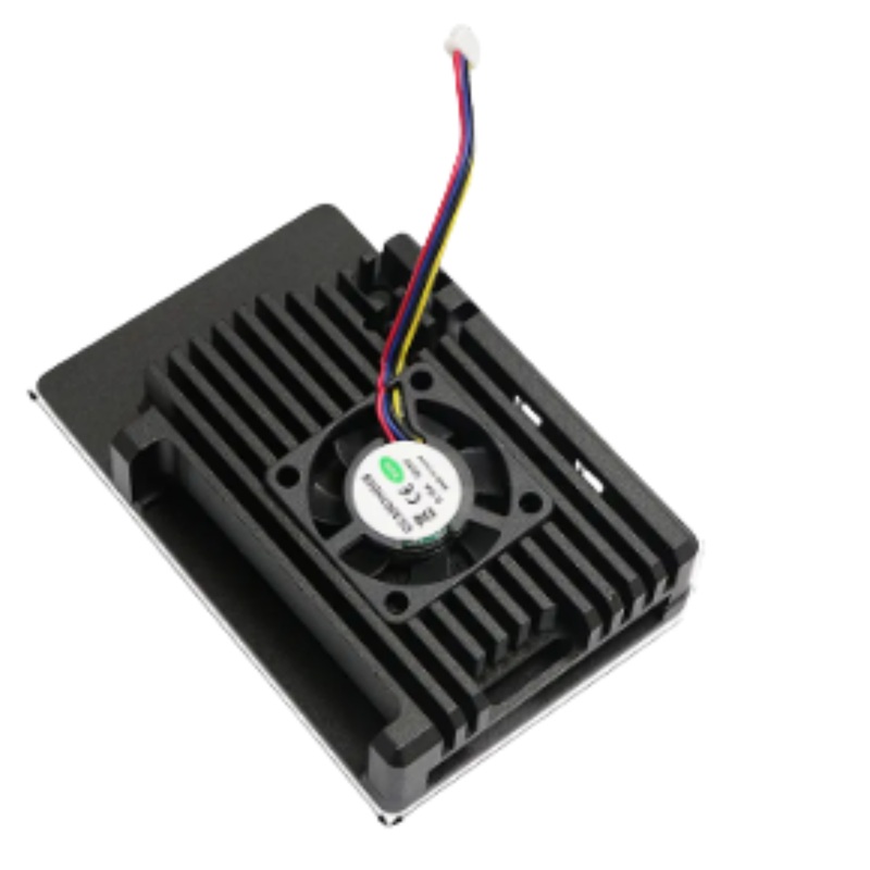 Metal Case with Cooling Fan for Raspberry Pi 4 Black Aluminum Enclosure