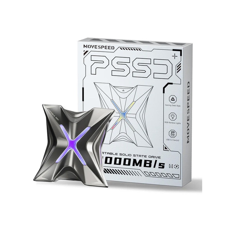 MOVE SPEED Magnetic RX20 2000MB/s Read with RGB Streamer Light Portable SSD (YSPSRX20M-1TTG)