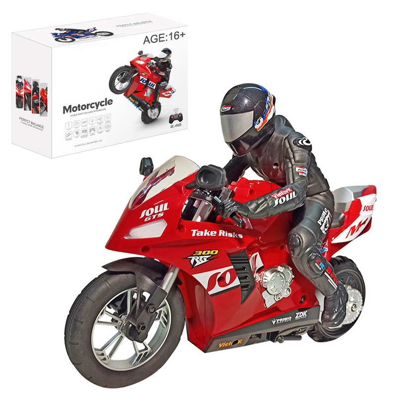 1/6 Scale 2.4GHz RC Dual-Motor Electric Two-Wheel Self-Balancing Motorcycle Model with Six-Axis Gyroscope Red