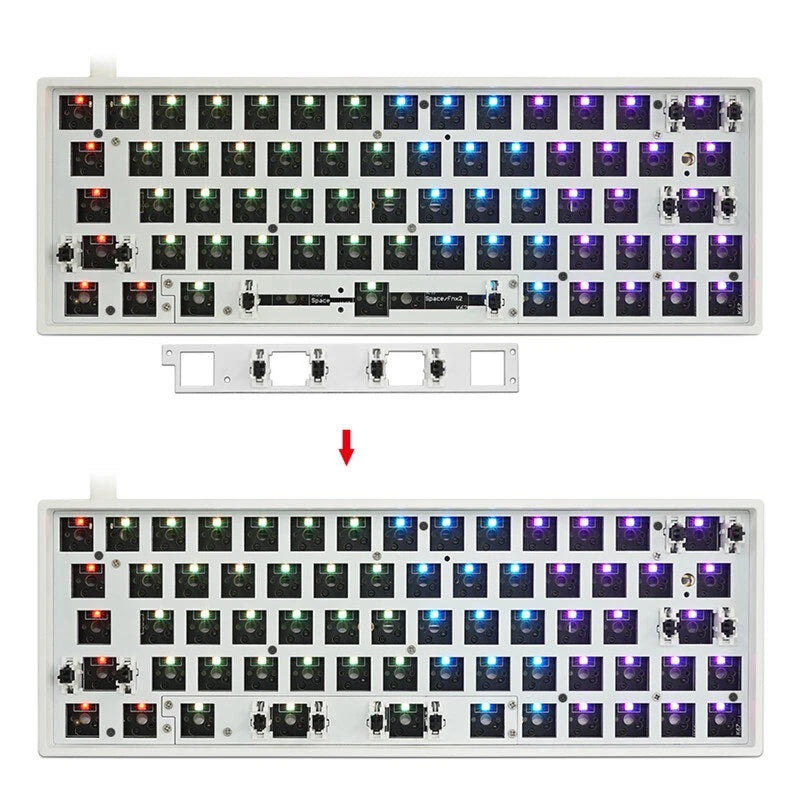 SKYLOONG GK64X GK64XS Keyboard Kit RGB Hot Swappable 60% Programmable bluetooth Wired Case Customized Kit PCB Mounting Plate Case with Replacable Space Key Black