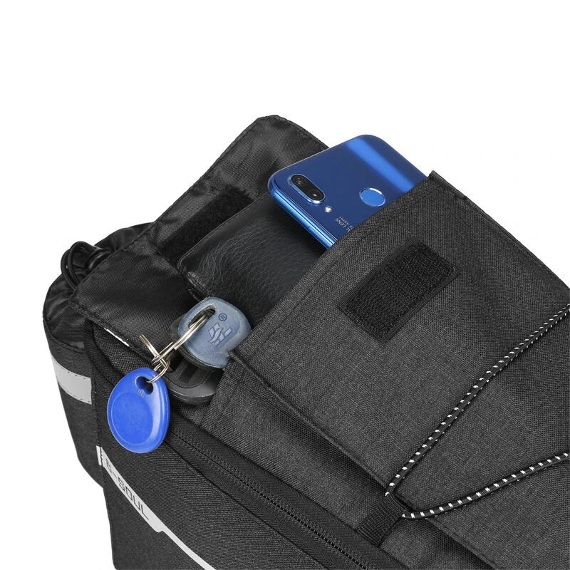 B-SOUL Bicycle Rear Seat Bag Waterproof Pannier Trunk Bags Back Rack Rear Seat Bag Multifunctional Cycling Luggage Shoulder Handbag Black