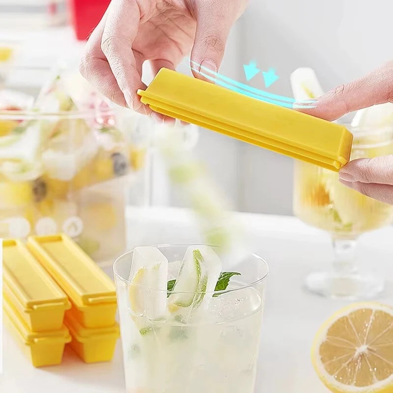 French Fries Long Frozen Ice Cube Mold Household Food Grade Ice Tray Ice Making Artifact Popsicle Mold Square Ice Large Icicle Yellow