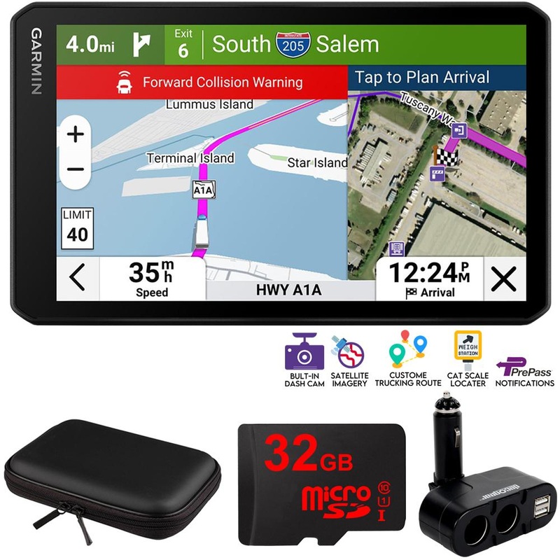 Garmin dezlcam OTR725 7" GPS Truck Navigator, Built-in Dash Cam w/ Accessories Bundle