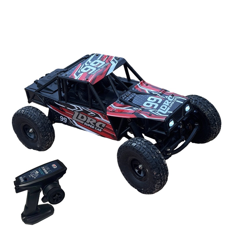 1/18 Scale 2.4G 3CH 4WD Tube Chassis Off-Road RC Car Model with Flip-up Headlights Red