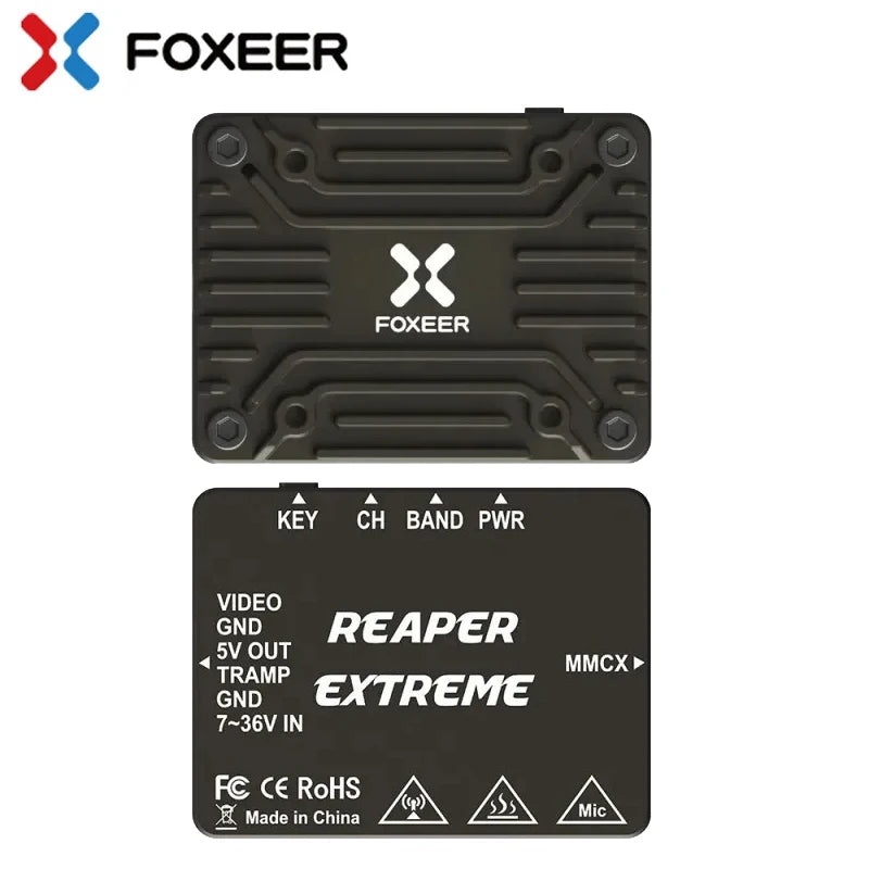 Foxeer 5.8G Reaper Extreme 2.5W 72CH VTX Pit/25mW/200mW/500mW/1.5W/2.5W 7-36V for FPV Long Range Drone Black
