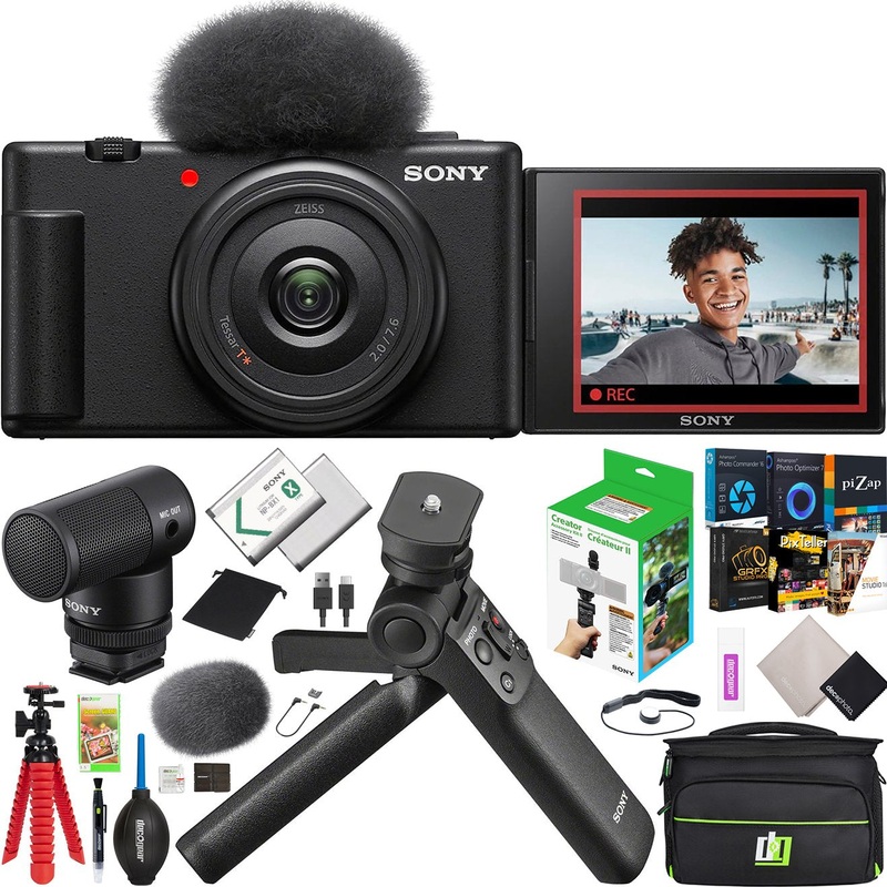 Sony ZV-1F Vlog Camera 4K Content Creator Black + ACCVC2 Tripod & Mic Bundle