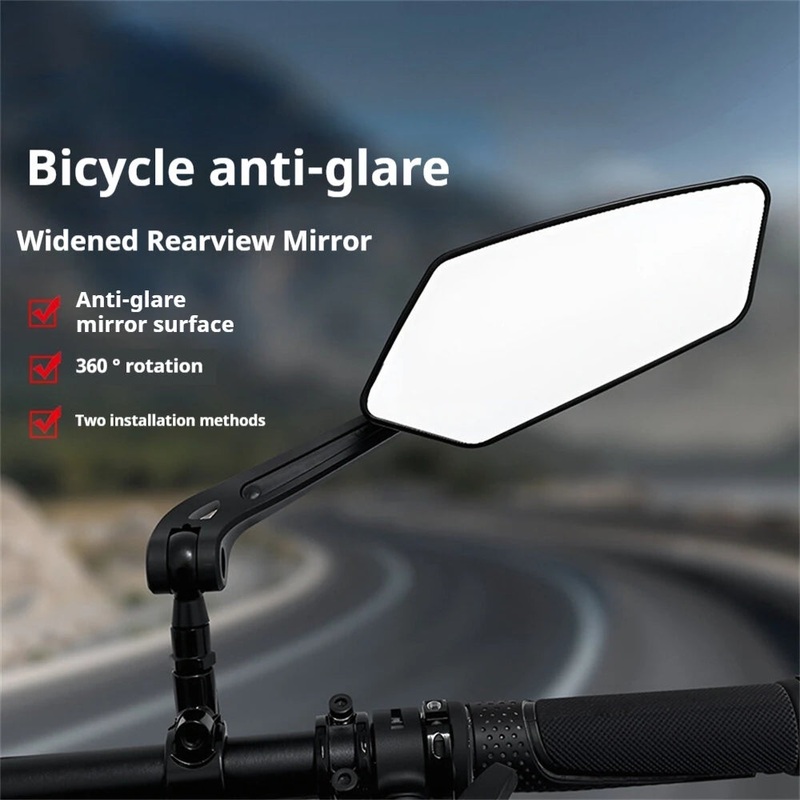 BENGGUO 1 Pair Bicycle Rearview Mirror 360 Rotation Anti-glare HD Wide Range Bike Handlebar Reflector Mirror for MTB Motorcycle E-bike Black