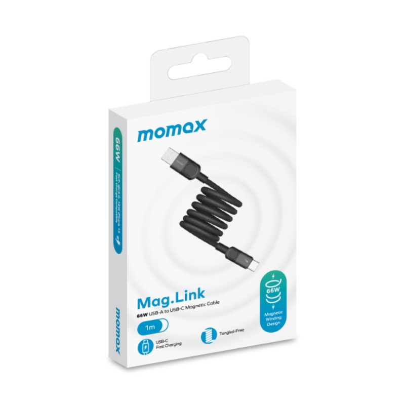 Momax Mag.Link Magnetic USB-A to USB-C cable 66w - Black