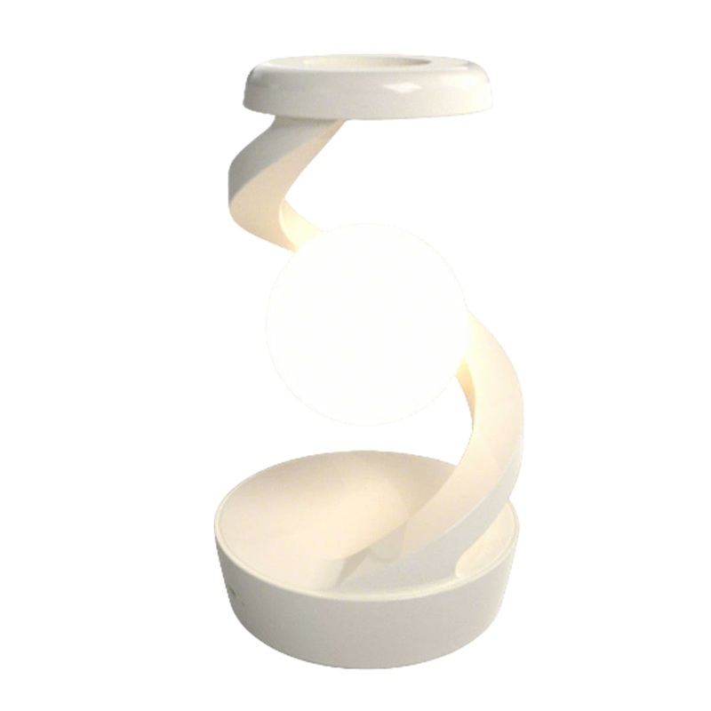 Rotating Levitating Night Light Wireless Charging Bedside Ambient Lamp, Desktop Decor White