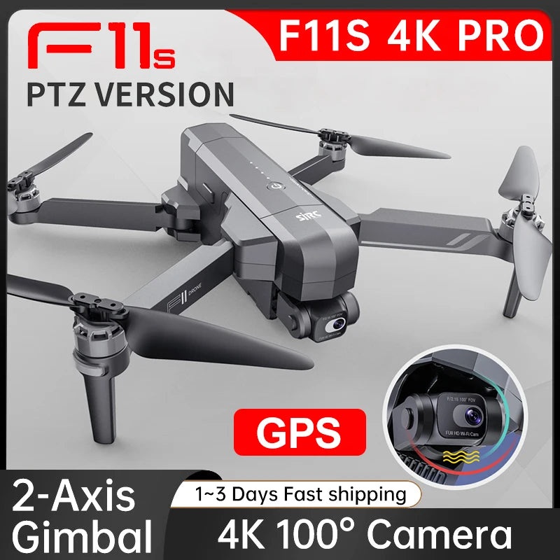 SJRC Professional F11S 4K Pro GPS 5G WIFI 3KM RC Distance FPV 2-Axis Electronic Stabilization Gimbal Brushless RC Drone Boy Toy F11S PRO