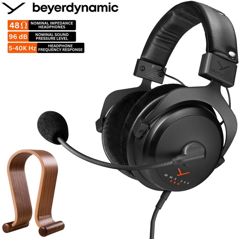 BeyerDynamic MMX 300 PRO Closed Back Gaming Headset w/ Headset Hanger Bundle