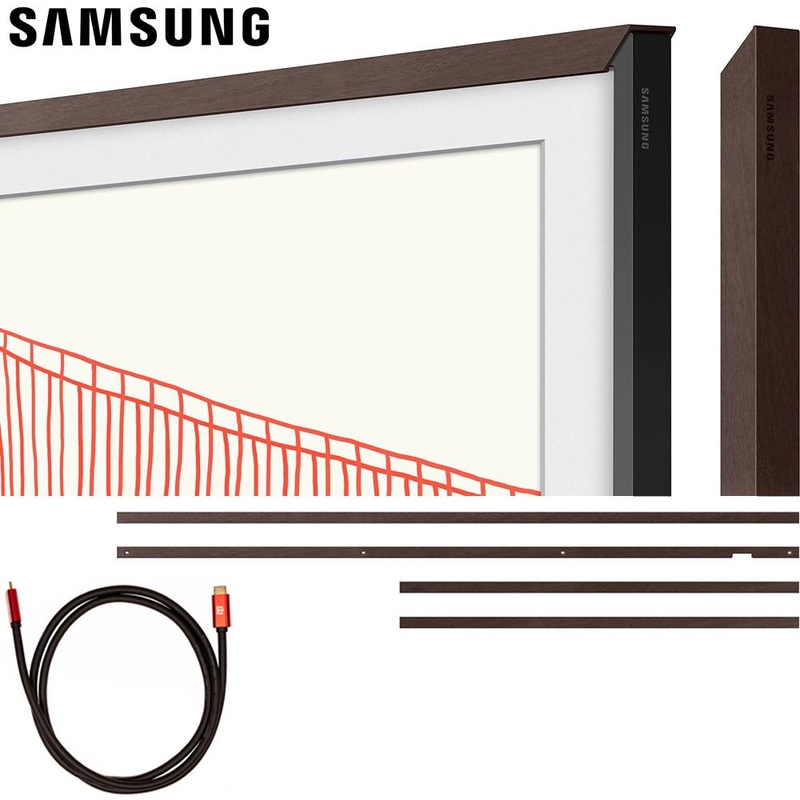 Samsung 65" The Frame Customizable Bezel, Modern Brown w/ HDMI Cable Bundle