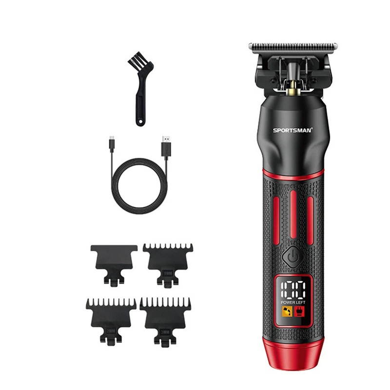 SPORTSMAN SM-750 Professional Hair Clipper Rechargeable Electric Trimmer with Smart LED Power Display 1200mAh Battery for Men's Beard & Hair Cutting Green