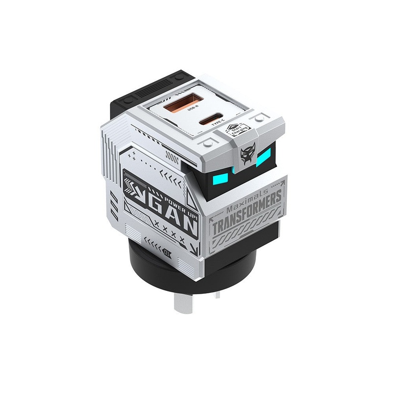 Transformers 35W PD Fast Charger TF-K21 GaN USB A + Type C Dual Port Fast Charging Charger Plug Adapter With LED Black