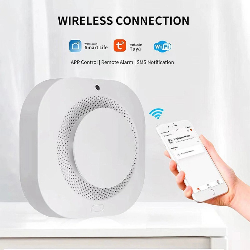 Tuya Wifi Smoke Sensor Fire Detect Alarm Smart Home Security Fire Protection Work with Alexa Google Home