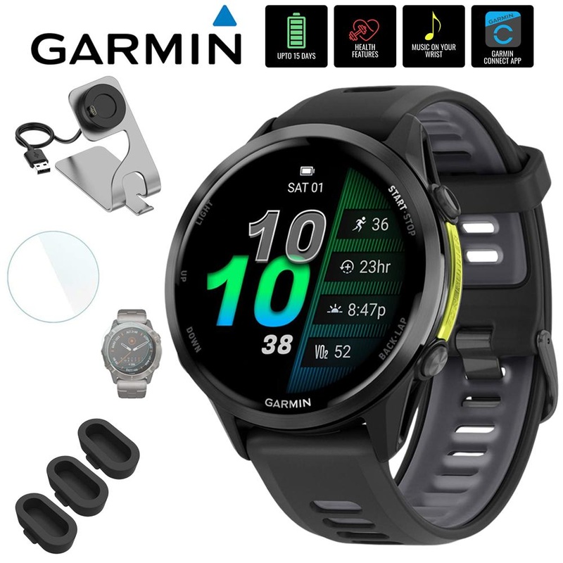Garmin Forerunner 970 GPS Smartwatch, Carbon Gray DLC Titanium + Accessories Bundle