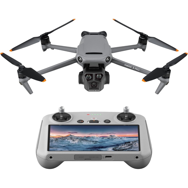 DJI Mavic 3 Pro with DJI RC, Flagship Triple-Camera Drone with 4/3 CMOS Hasselblad Camera, 43-Min Flight Time, 15km HD Video Transmission, FAA Remote ID Compliant, 4K Camera Drone for Adults