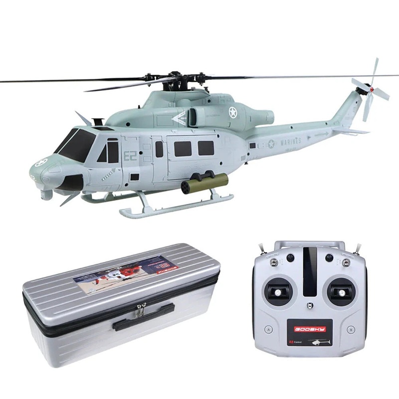 Goosky Legend E2 GPS 2.4G 6CH UH-1Y TOF Altitude Hold Dual Brushless Direct Drive Motor 1:35 Scale RC Helicopter BNF / RTF with GTS Flight Control System Carrying Case Blue