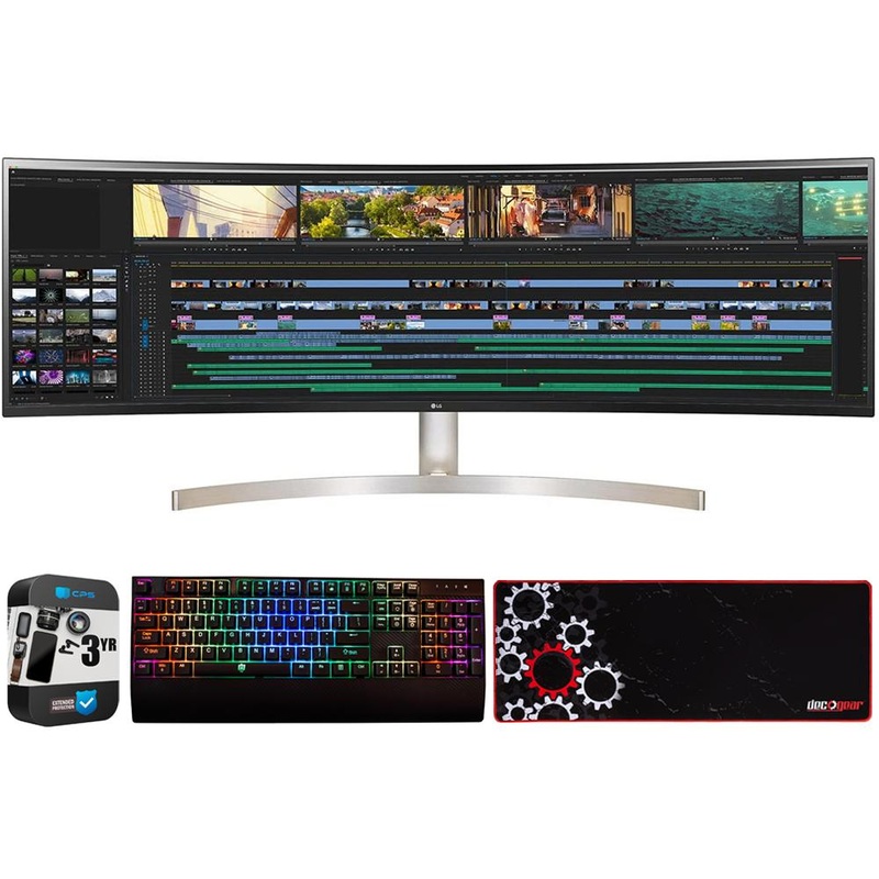 LG 49" 32:9 UltraWide Dual QHD IPS Curved HDR 10 LED Monitor w/ 3Yr Warranty Bundle