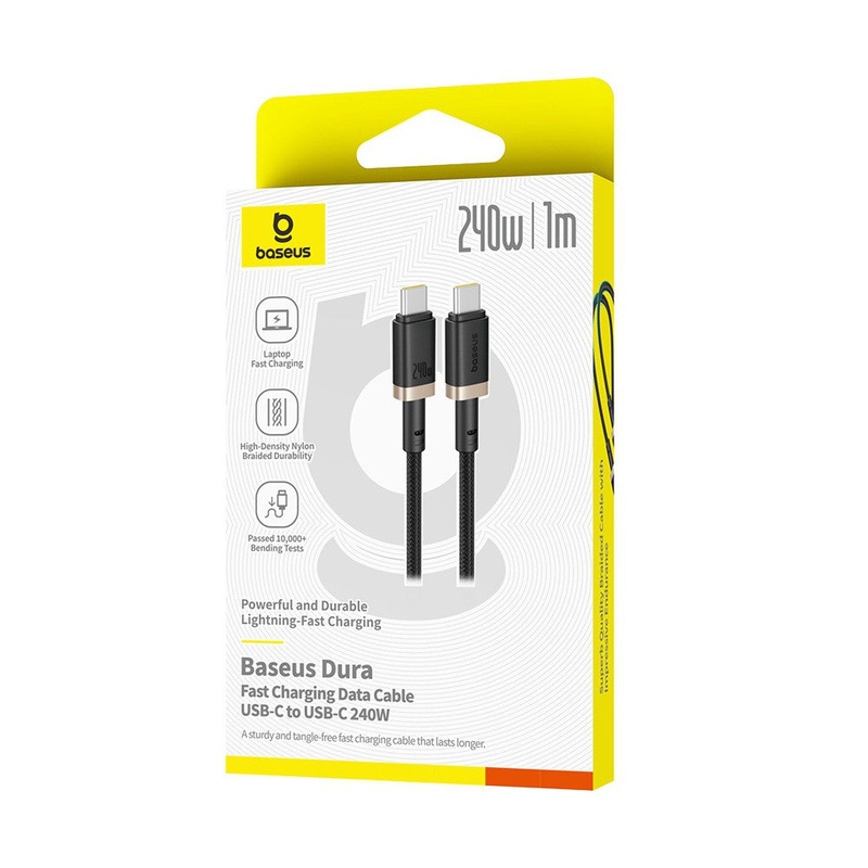 Baseus Dura Fast Charging Data Cable USB-C to USB-C 240W 1M-Gold Black