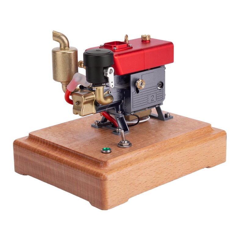 RETROL 1/8 2.6cc Mini Single-Cylinder Four-Stroke Gasoline Engine Model Upgraded Internal Combustion Engine Model Red&Gray