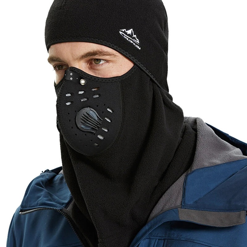 Winter Ski Mask Cycling Cap Fleece Thermal Keep Warm Windproof Cycling Face Mask Balaclava Skiing Fishing Skating Hat Headwear Black