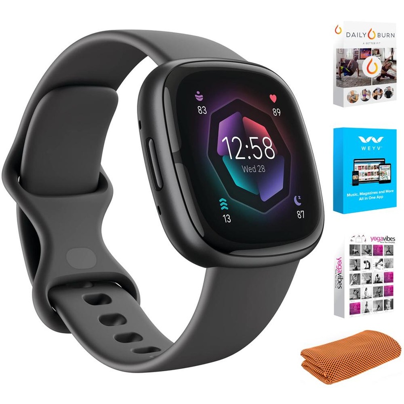 Fitbit Sense 2 Advanced Health & Fitness Smartwatch, Sleep Tools w/ Fitness Bundle