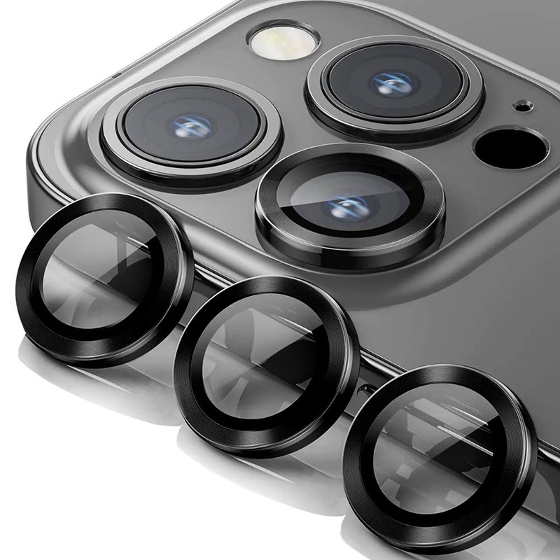 Kinglas Camera Lens Protector for iPhone 15 Pro / 15 Pro Max (Set of 3) Black