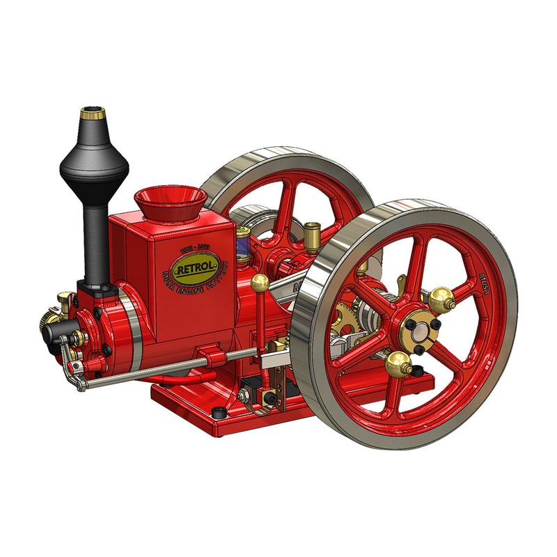 RETROL HM-01 7cc Antique Hit and Miss Engine 4-stroke Stationary Engine Horizontal IC Engine Model That Works Red