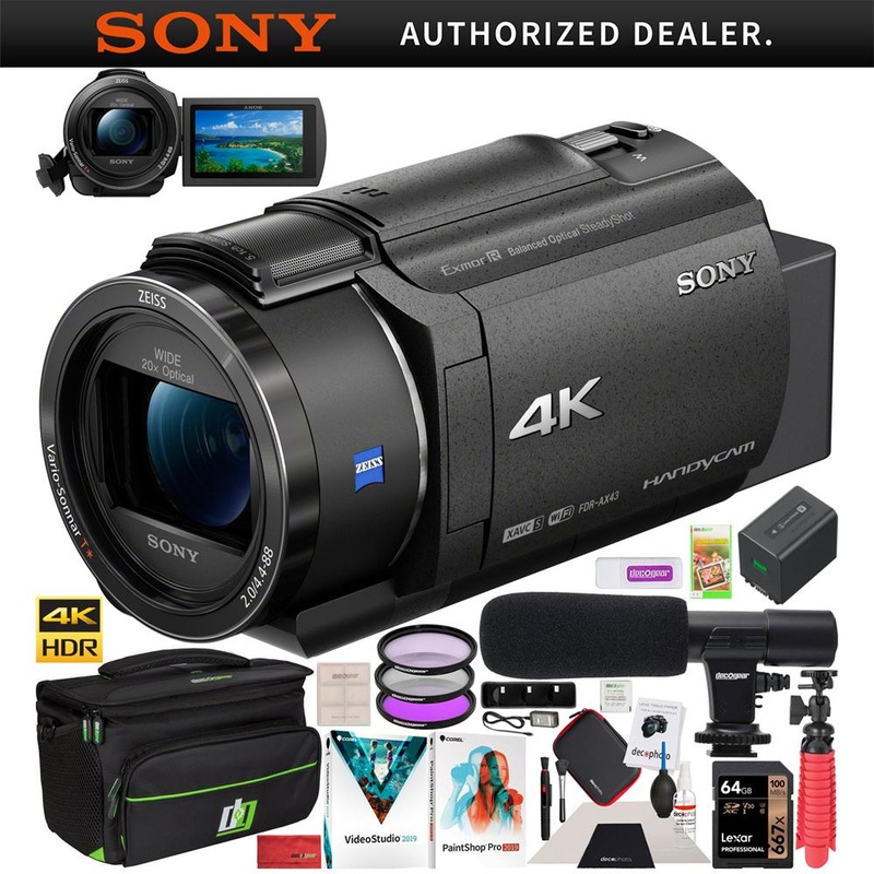 Sony FDR-AX43 4K UHD Handycam Camcorder Kit AX43 Video Recording Camera Pro Bundle