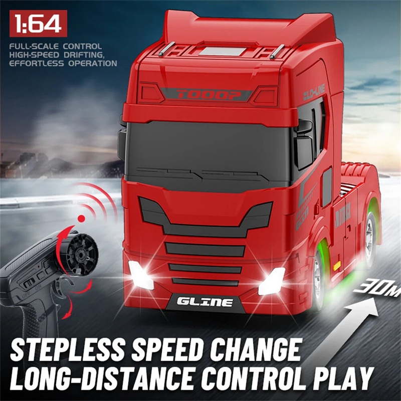 YF 3605 RTR 1/64 2.4G 4WD Mini Drift RC Car Truck Tractor Support App Remote Controlled LED Light Two Speed Full Proportional Engineering Vehicle Desktop Toys Model Collection Gift For Boys Grey