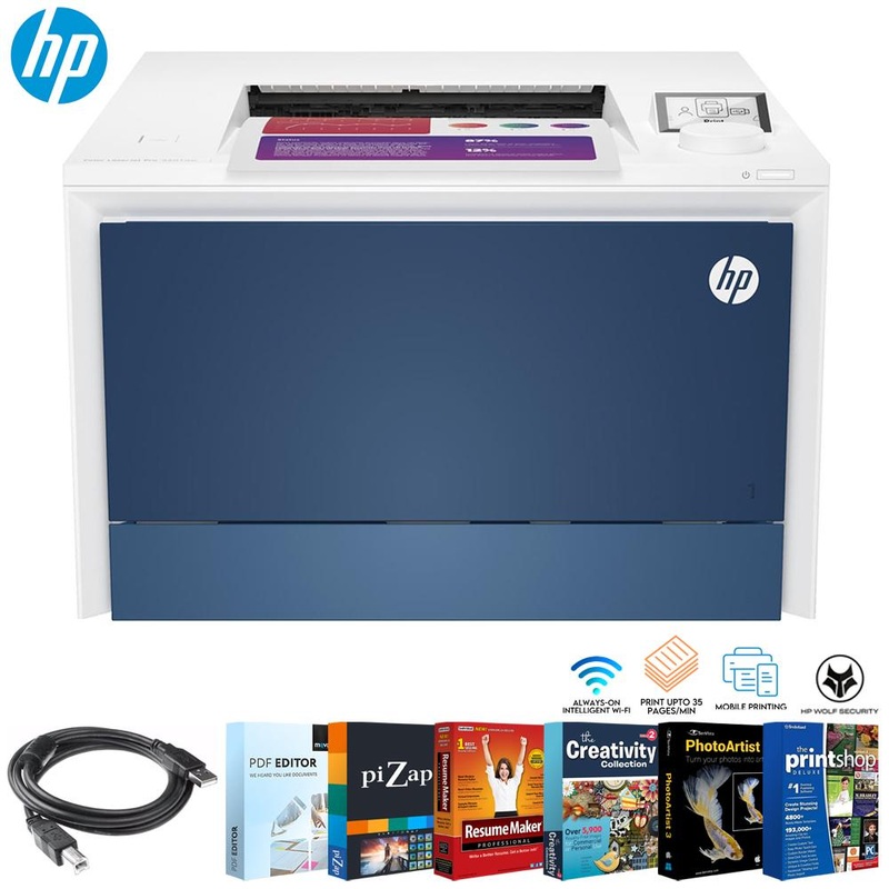 HP Color LaserJet Pro 4201dw Wireless Printer w/ Printer Essentials Software Bundle
