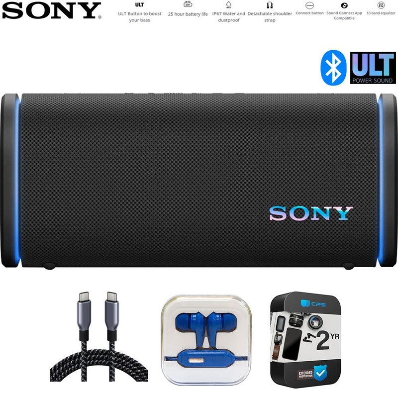 Sony ULT Field 5 Wireless Portable Speaker Black with 2 Year Warranty Bundle