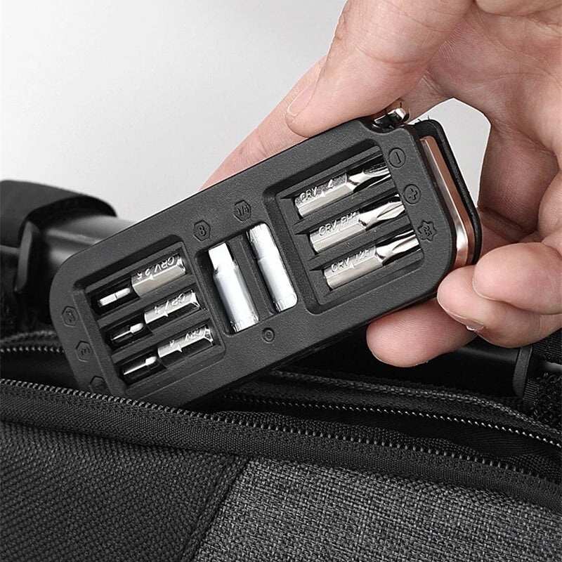 BENGGUO 10 in 1 Portable Bicycle Repair Tools 6mm Wrench 6Pcs CRV Removable Adapter Sleeve for Protable Bike Quick Fix Black