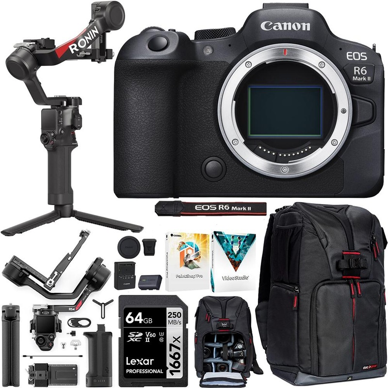 Canon EOS R6 Mark II 24.2MP Mirrorless Camera Body + DJI RS 4 Gimbal Stabilizer Bundle