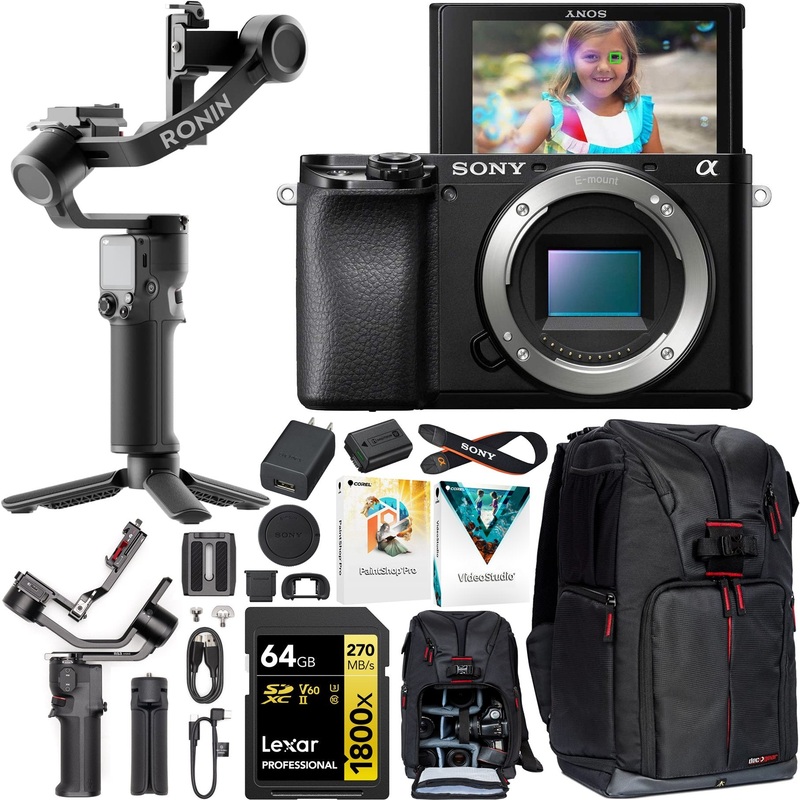 Sony a6100 Mirrorless 4K APS-C Camera Body Kit + DJI RS 3 Mini Gimbal Bundle