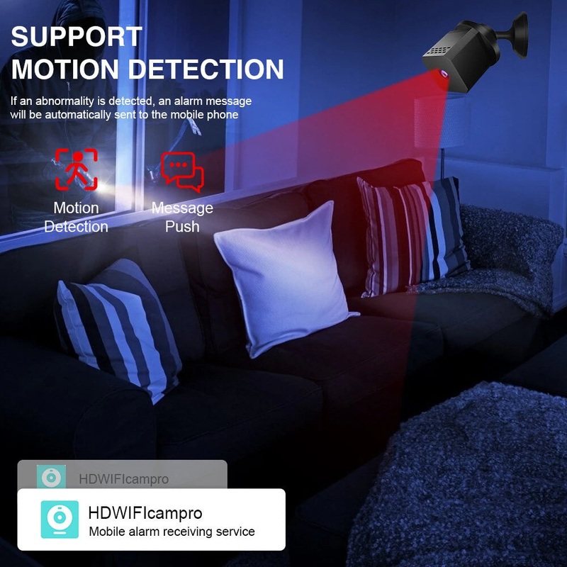F1 WiFi Camera High Definition Night Vision Bluetooth Connection Motion Alert Security Camera Black