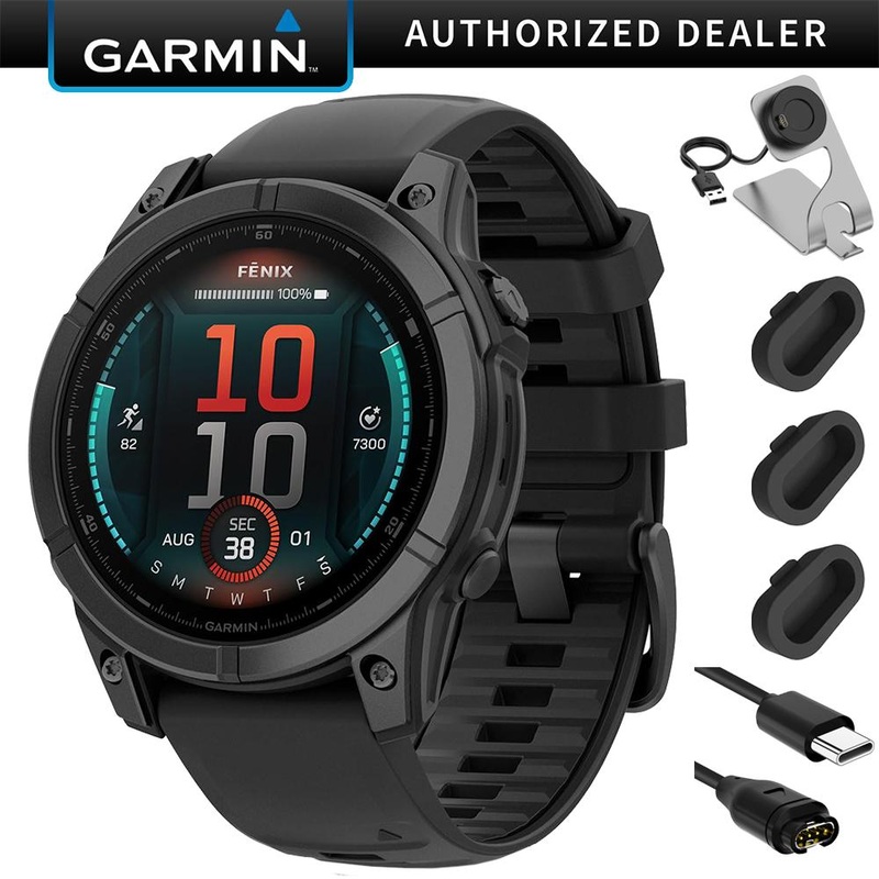 Garmin Fenix E 47 mm AMOLED, Slate Gray Steel + Charging Dock + Dust Cover Bundle