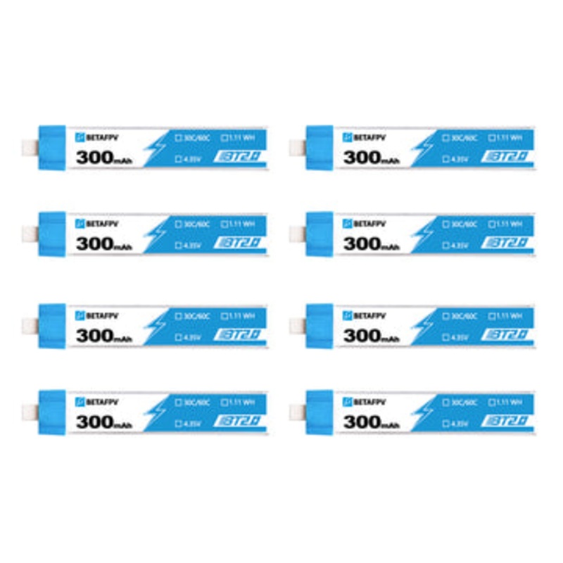 1S 300mAh 30C LiHV Battery with BT2.0 Connector (8pcs)