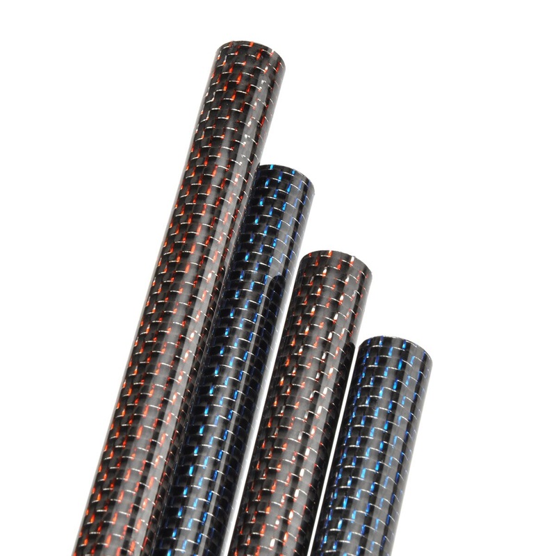 12inch to 32inch 500mm Glossy Surface Gold /Blue /Red Customized Thread Carbon Fiber Tubes 12x14 mm red