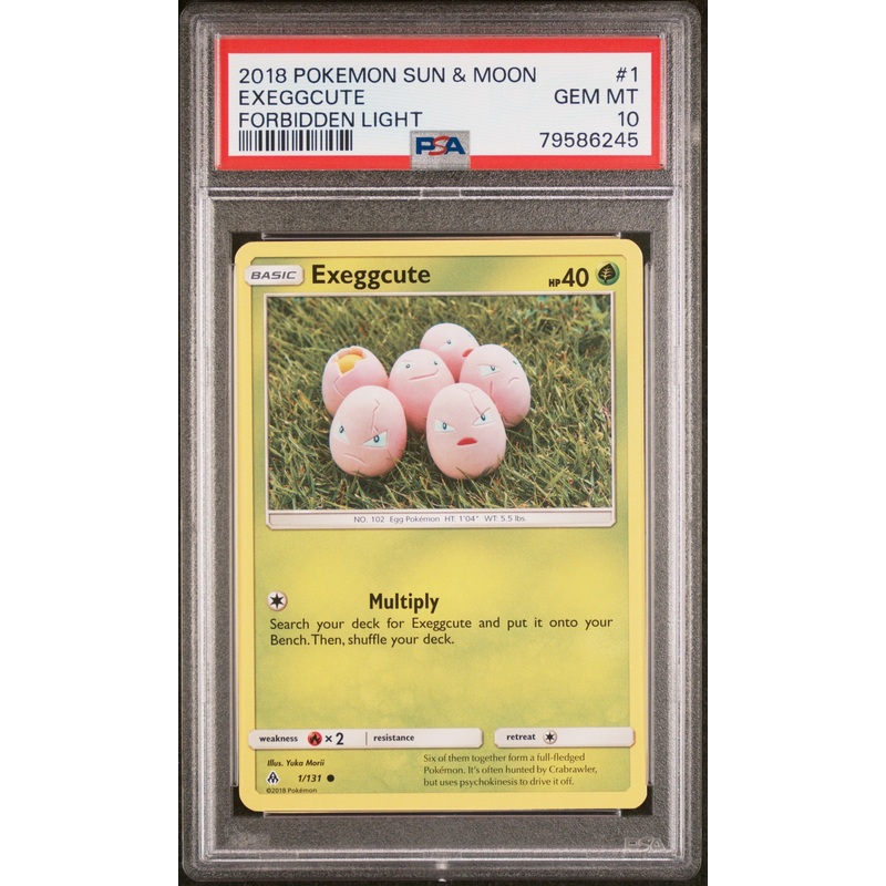 2018 POKEMON SUN & MOON FORBIDDEN LIGHT EXEGGCUTE #1 - PSA GEM MT 10