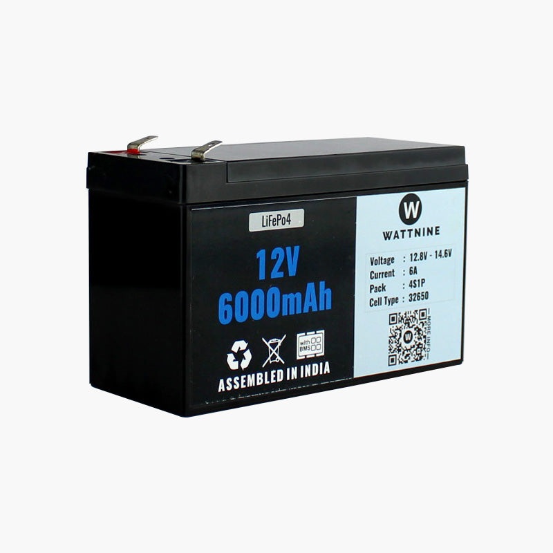 WATTNINE 12.8V 6Ah Lithium(LiFePo4) Battery Pack with 3 Year Warranty