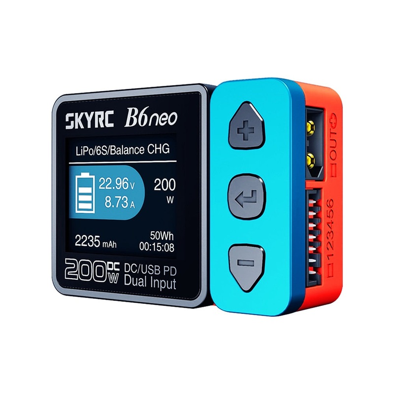 2023 SkyRC B6neo Smart Charger - DC 200W PD 80W Battery Balance Charger SK-100198 Red blue